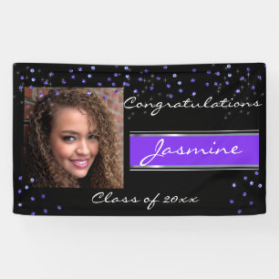 Congratulations Graduate Purple Glitter, Custom Banner