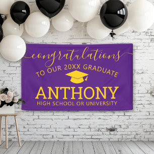 Congratulations Graduate purple gold virtual grad Banner