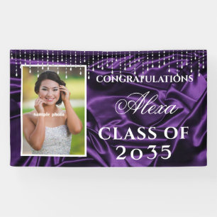 Congratulations Graduate Purple Satin Diamonds Banner