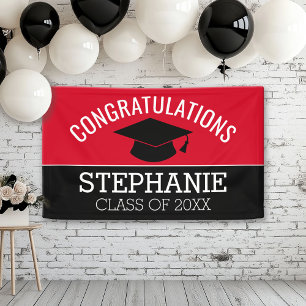 Congratulations Graduate - Red Black Graduation Banner