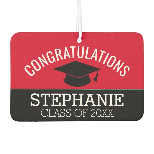 Congratulations Graduate - Red Black Graduation Car Air Freshener (Front)
