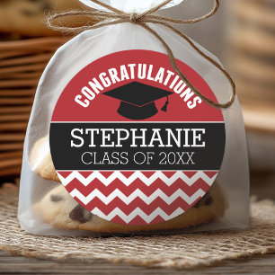 Congratulations Graduate - Red Black Graduation Classic Round Sticker