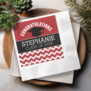 Congratulations Graduate - Red Black Graduation Napkin