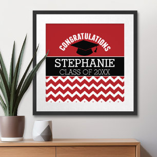 Congratulations Graduate - Red Black Graduation Photo Print