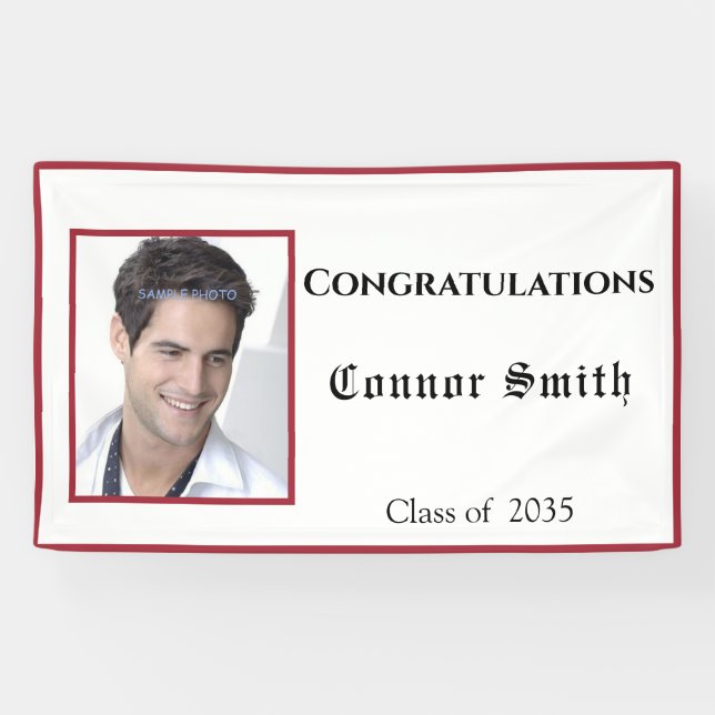 Congratulations Graduate Red White Banner (Horizontal)