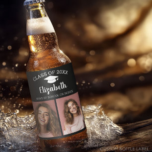 Congratulations Graduate - Script Graduation Photo Beer Bottle Label