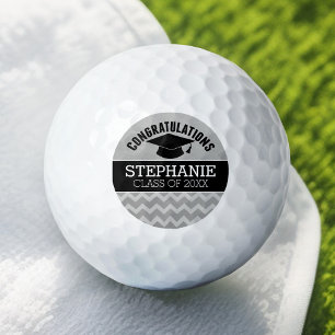 Congratulations Graduate - Silver Black Graduation Golf Balls