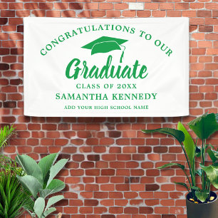 Congratulations Graduate Simple Green And White Banner
