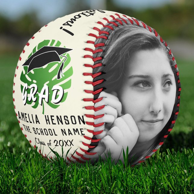 Congratulations Graduate Tropical Leaf 2 Photo Softball (Creator Uploaded)
