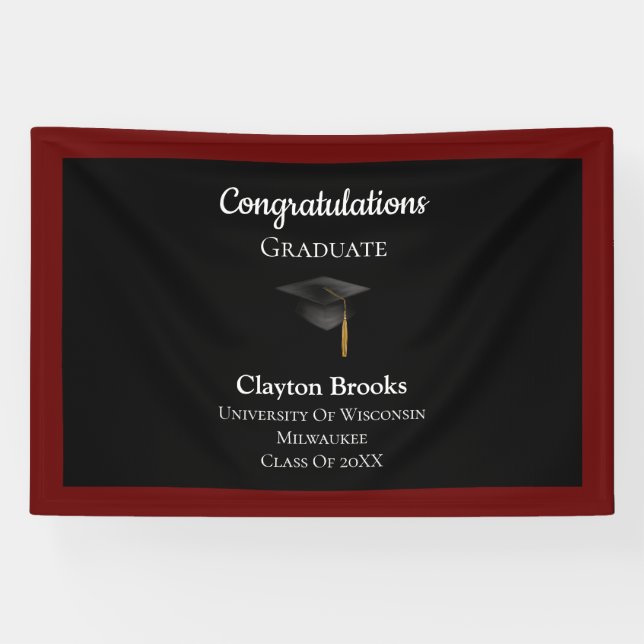 Congratulations Graduate With Cap Banner (Horizontal)