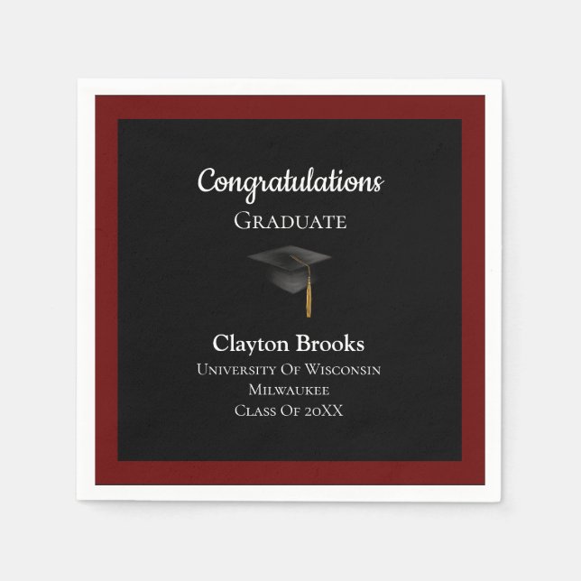 Congratulations Graduate With Cap Napkin (Front)