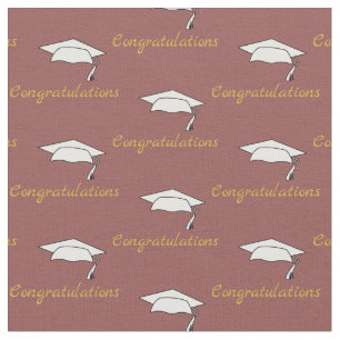 Congratulations Graduate's Cap Pattern Dark Red Fabric