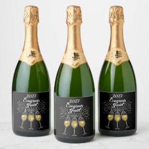 Congratulations graduates champagne glasses sparkling wine label