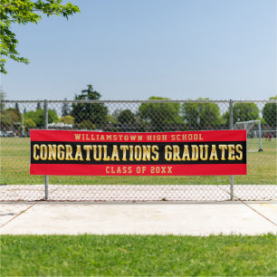 Congratulations Graduates Red Black Gold Banner