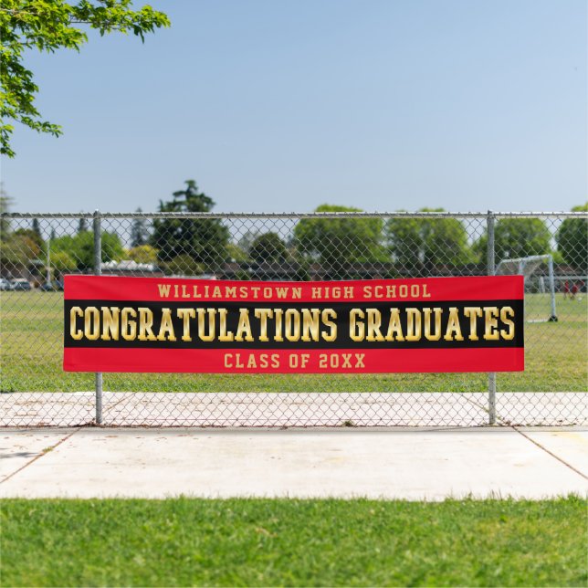 Congratulations Graduates Red | Black | Gold Banner (Insitu)