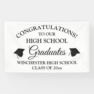 Congratulations graduates white custom graduation banner