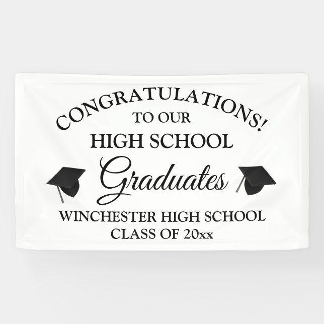 Congratulations graduates white custom graduation banner (Horizontal)