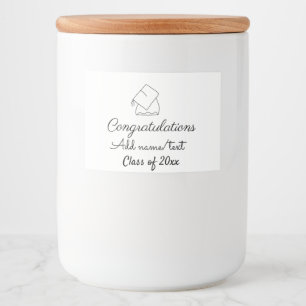 Congratulations graduation add name text year clas food label