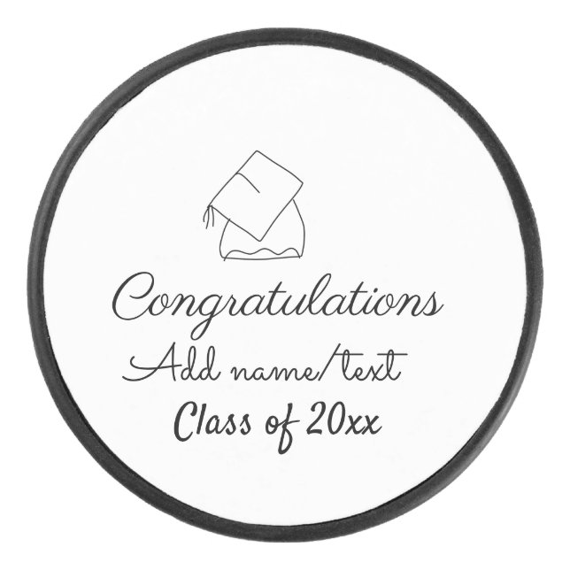 Congratulations graduation add name text year clas hockey puck (Front)