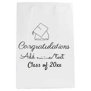 Congratulations graduation add name text year clas medium gift bag