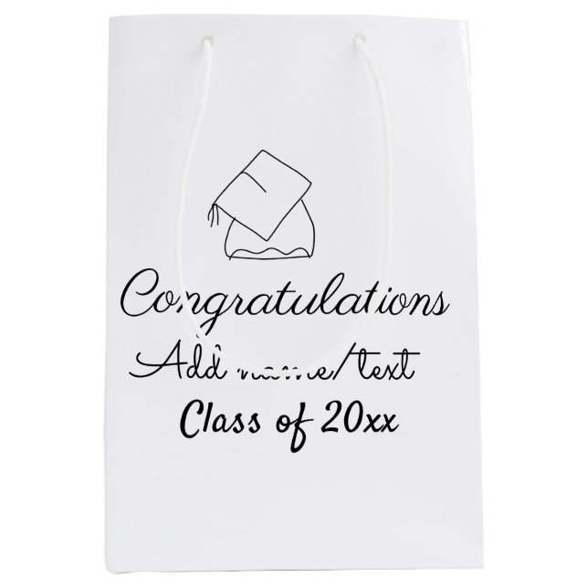 Congratulations graduation add name text year clas medium gift bag (Front)