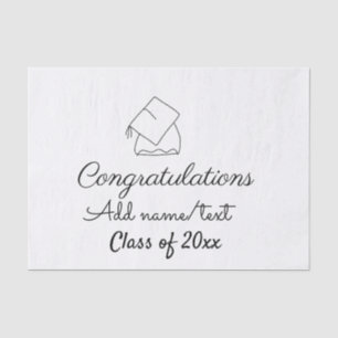 Congratulations graduation add name text year clas tissue paper