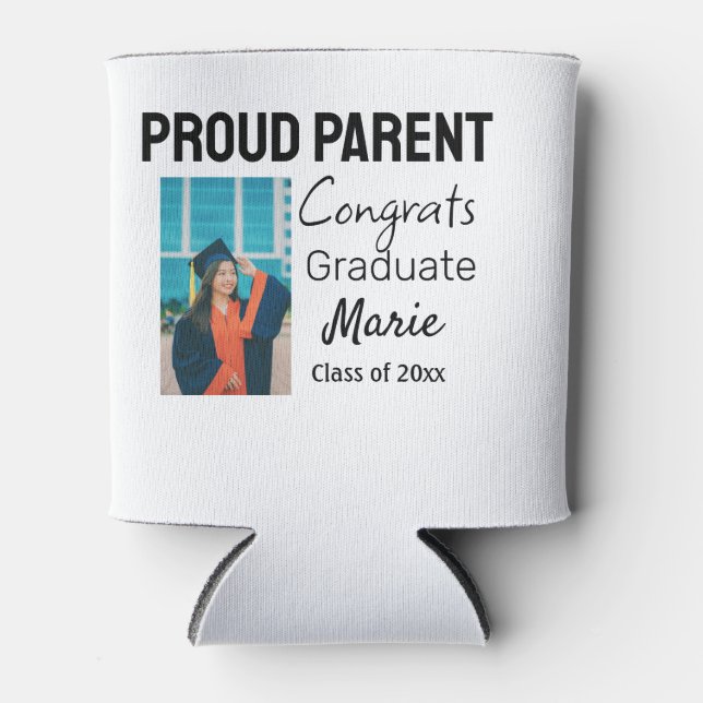 Congratulations graduation add name year text  can cooler (Front)