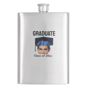 Congratulations graduation add name year text  hip flask