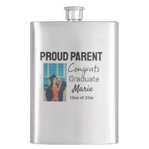 Congratulations graduation add name year text  hip flask