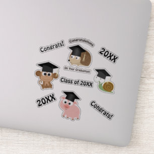 Congratulations Graduation Animals Sticker Set