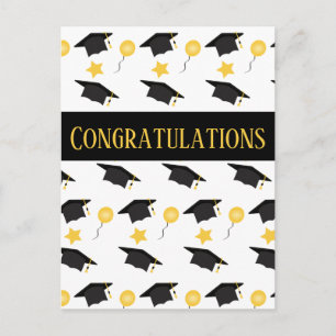 Congratulations Graduation Balloons Hat Pattern Postcard