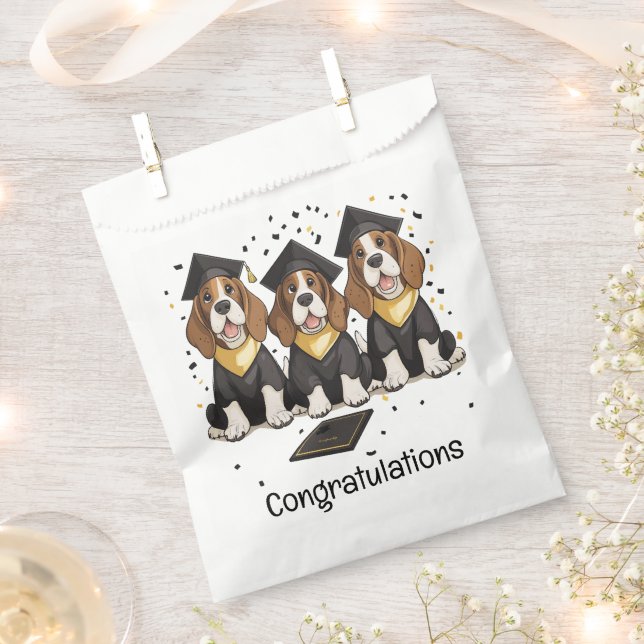 Congratulations Graduation Basset Hound Dogs Favour Bags (Clipped)