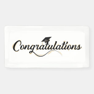 Congratulations Graduation Cap Calligraphy Banner
