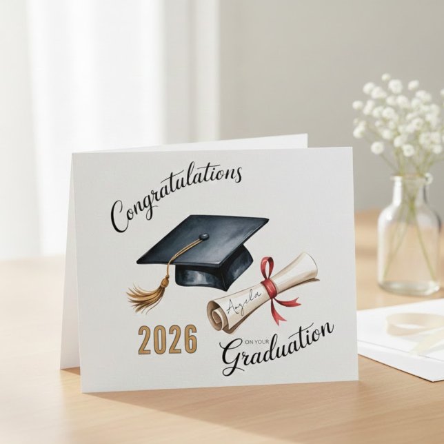 Congratulations Graduation Cap Diploma Class Year  Holiday Card (Creator Uploaded)