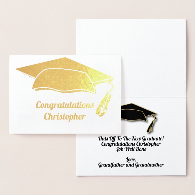 Congratulations Graduation Cap & Tassel Modern Foil Card (Display)