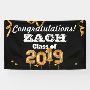 Congratulations Graduation Class Black/Gold Banner