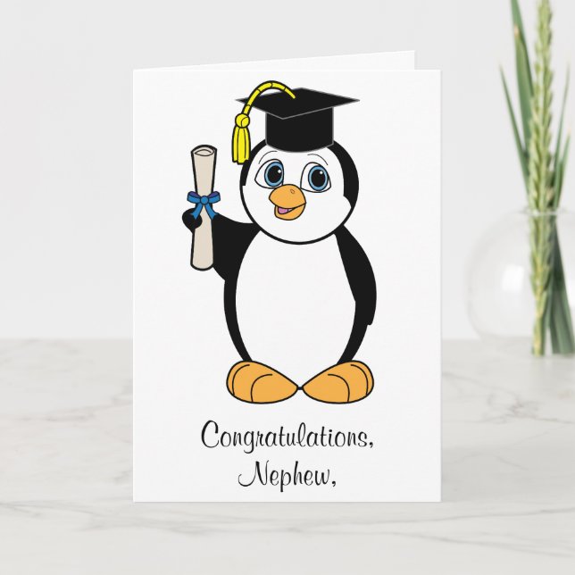 Congratulations Graduation Customisable Penguin Card (Front)