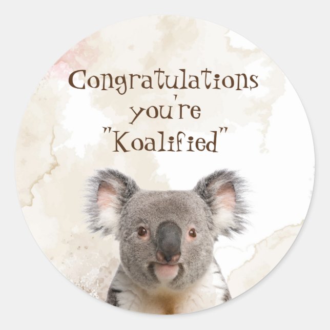 Congratulations Graduation Fun Koalified Humour Ca Classic Round Sticker (Front)