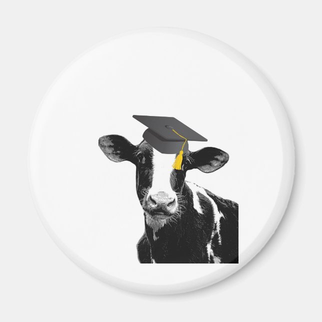 Congratulations Graduation Funny Cow in Cap Magnet (Front)