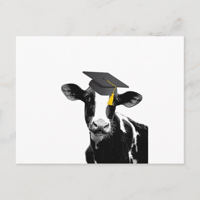 Congratulations Graduation Funny Cow in Cap Postcard (Front)