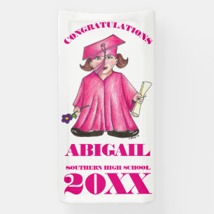 Congratulations Graduation Girl Graduate Cap Gown Banner