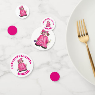 Congratulations Graduation Girl Graduate Cap Gown Confetti