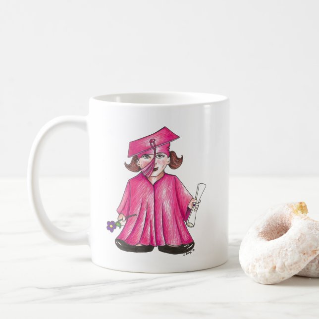 Congratulations Graduation Grad Cap Gown Diploma Coffee Mug (With Donut)