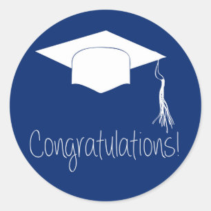 Congratulations graduation hat blue classic round sticker