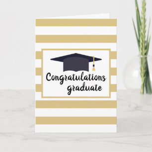 Congratulations Graduation Hat With Stripes Yellow Card