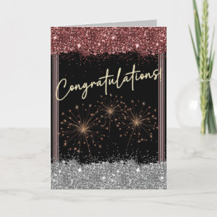 Congratulations Graduation Maroon & Silver Sparkle Card