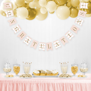 Congratulations Graduation Party Blush Pink Gold Bunting