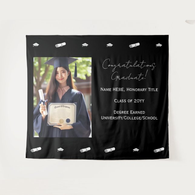 Congratulations Graduation Photo Backdrop Banner Tapestry (Front (Horizontal))