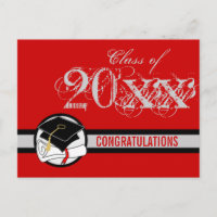 Congratulations Graduation Postcard Diploma Red 1