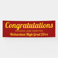Congratulations Graduation Red and Gold Banner